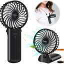Handheld Fan, Mini Portable Personal Fan with lanyard, 4 Speeds Level 180 Foldable Design for Desk/Travel/Office/Outdoor (Black)