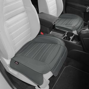 Motor Trend Seat Covers for Cars Trucks SUV, Faux Leather 2-Pack Gray Padded Car Seat Covers with Storage Pockets, Premium Interior Seat Cover
