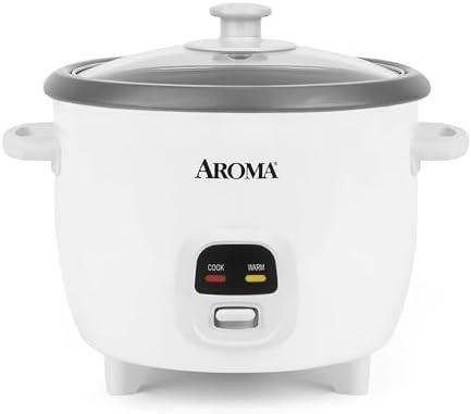 AROMA Rice Cooker, 3-Cup (Uncooked) / 6-Cup (Cooked), Small Rice Cooker, Oatmeal Cooker, Soup Maker, Auto Keep Warm, 1.5 Qt, White, ARC-393NG