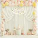 16x10FT Ivory Backdrop Curtains for Wedding Parties, Wrinkle Free Polyester Photography Backdrop Drapes for Wedding Baby Shower Birthday Parties Stage Background Stand Decorations 4x10ft,4 Panels