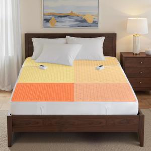 Serta Multi-Zone Heated Mattress Pad Dual Controllers for Personalized Body & Foot Warmth, 10 Heat Settings, Auto Shut-Off, Soft Microfiber, Machine Washable, 15" Deep Pocket, Queen Size (White)