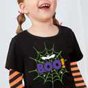 Kids Halloween Shirt Boys Girls Skeleton Hocus Pocus Pumpkin Face Glow in The Dark Graphic Tees Stripe Toddler Long Sleeve (Black)