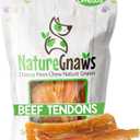 Nature Gnaws Beef Tendons for Dogs (8oz) - Mixed Thickness - Long Lasting for Small and Medium Dogs - Natural Beef Jerky Dog Chew Bones - Rawhide Free (8 Ounce (Pack of 1))