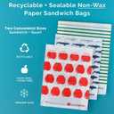 Lunchskins Paper Sandwich Bags - Sealable, Recyclable & Grease-Resistant - Disposable Snack Bags for Kids & Family - Self-Adhesive Closure for Freshness - Perfect for On-the-Go & Home Use (Apple)