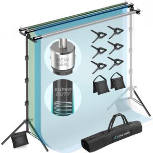 Julius Studio [Super Heavy Duty] 10.1 x 10.4 ft. (W x H) Enhanced Strength Triple Crossbar Backdrop Stands, Double Photo Background Support, Enhanced No Wobble / No Shaking, Party, Events, JSAG596