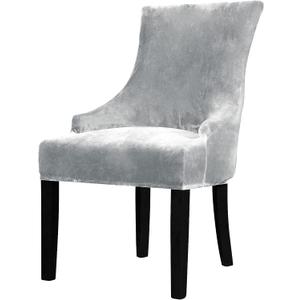 Lellen Velvet Stretch Wingback Chair Cover Slipcover - Reusable Protector Cover for Dining Room Banquet Home Decor etc Machine Washable Hand Washable (Silver Grey, 1PC)