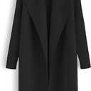 CHICWISH Women's Classy Open Front Knit Coat Cardigan Coatigan Light Jacket (Medium-Large, Black)