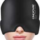 ONLYCARE Migraine Relief Cap,Soothing Migraine Mask,Upgraded Odorless Gel Ice Head Wrap, Hot and Cold Therapy, FSA-HSA Eligible Headache Ice Pack for Tension and Stress(Black)