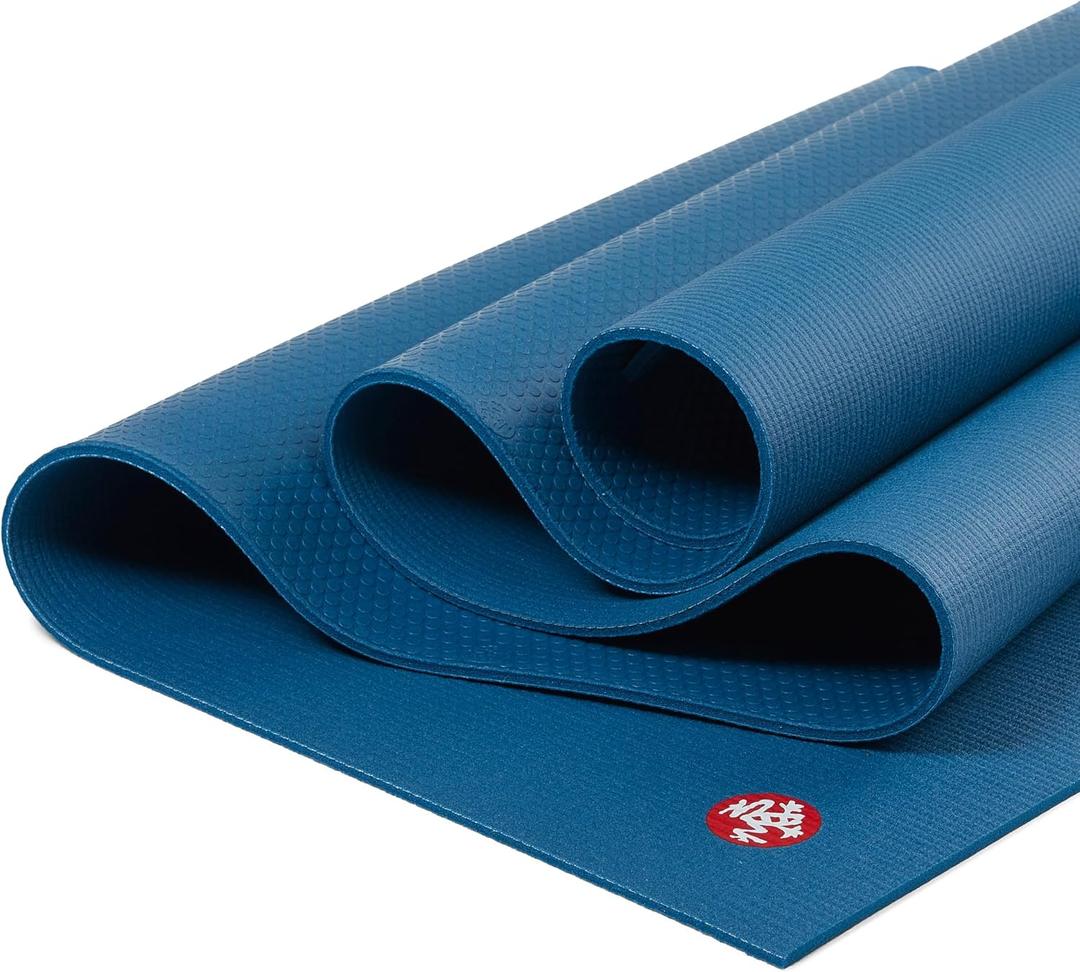 Manduka PRO Yoga Mat - Teacher Recommended, Non-Slip Textured 6mm ultra-dense, Hot Yoga Workout, Studio at Home Pilates (71" x 26", blue)