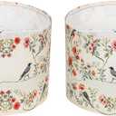 Drum Flower Lamp Shades for Table Lamps 12" Top x 12" Bottom x 8" High Linen Lampshade set of 2 Lamp Shade with E27 to E26/E14 Adapters for Floor Lamps Bedside Lamps, Assembly Required (pattern 9)