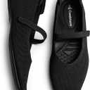 CUSOLEMORE Mary Jane Flat Shoes for Women with Arch Support and Concealed Low Wedge Heel, Comfortable Women Square Toe Ballet Flats Knit Dress Shoes, Size 10