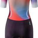 MY KILOMETRE Women's Triathlon Suit, Sleeveless Trisuit with Chamois, 2 Rear Pockets, UPF 50+ (Pink, S)