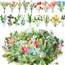 40Pcs Mini Fake Greenery Leaves for Crafts Bulk Artificial Flowers Leaves for DIY Small Bouquets Craft Garland Wedding Bridal Baby Shower Cakes Gifts Home Party Decoration