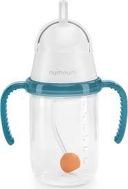 NumNum Baby Straw Cup, Weighted Straw Cup, Spill Proof Sippy Cups with Straw for 6-12 Months, Toddler Drinking Cups, Baby Essentials (1-Pack, Blue)