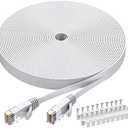 BUSOHE Cat6 Ethernet Cable 50 FT White, Cat-6 Flat RJ45 Computer Internet LAN Network Ethernet Patch Cable Cord - 50 Feet