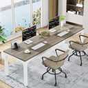 Tribesigns 78.7 Inches Extra Long Computer Desk 2 Person Desk, Double Long Desk, Workstaion for Home Office, Oak+White, Onesize