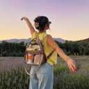 FADEON Clear Small Backpack Purse for Women, Designer Transparent Shoulder Handbag, PVC Mini Clear Bag for Stadium Approved