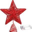 Aoriher 20 Light 10 Inches Christmas Star Tree Toppers Battery Operated Tree Topper with 20 Mini LED Lights for Christmas Holiday Seasonal Decoration (Red)