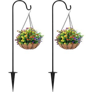 BESPORTBLE 2 Pcs Iron Floor Plug Shepherd Hook Hanging Hook Heavy Duty Hanger House Plants Plant Stand Hanger Shepherds Lanterns Garden Hanging Holder Outdoor Wall Mount Lawn lamp