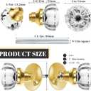 Amylove 1 Set Glass Door Knobs Antique Crystal Door Knobs Vintage Mortise Style Fluted Replacement Kit with 2-1/2 in Satin Brass Privacy for Bedroom Bathroom(Gold)