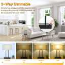 3-Way Dimmable Touch Control Table Lamp with 2 USB Ports and AC Power Outlet Modern Bedside Nightstand Lamp Fabric Shade and Metal Base for Guestroom Bedroom Living Room LED Bulb Included Warm White