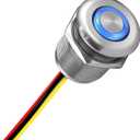 Acegoo 12 Volt Dimmer Switch High-Side PWM Dimming Switch, 7/8" Mounting Hole w/Blue Backlight for RV Boat Truck Camper Van Trailer Light Fixture & LED Strip Lights-DC 12V 6A Full Aluminum (Sliver)