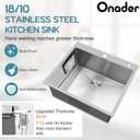 Onader 25x22 Inch Drop In Kitchen Sink, 16 Gauge Stainless Steel Brushed Nickel Single Bowl, Modern Kitchen Sink with Accessories, 10 Inch Deep, 25x22x10 Inch
