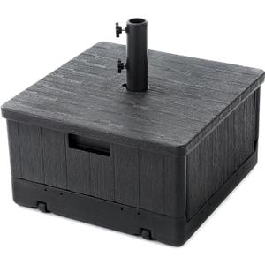 Home Zone Living 119lbs 21" Square Heavy Duty Planter Umbrella Base w/Rolling Wheels & Water Weight Bag for Patio Pool Backyard, Convertible as Table or Planting Box, Supports Up to 11 Ft Umbrella