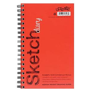 UCreate Sketch Diary, Medium Weight, 9-1/2" x 6", 70 Sheets