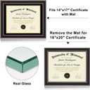 16x20 Diploma Frames 14x17 with Black Mat - Walnut Wood Finish | Shatter-Resistant Glass | for Wall Mounting | Gift for Graduations & Professional Certificate (1 Pack)