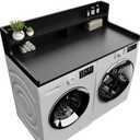 2-Tier Washer Dryer Countertop 54" x 27.55" Washer Dryer Topper for Laundry Room Organization, Large Countertop Cover with Non-Slip Pad Black