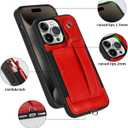 TOOVREN Phone Cover Compatible with iPhone 15 Pro Max Case with Wallet Strap Card Holder Stand Leather Cover Fits iPhone 15 Pro Max Wallet Case Lanyard for Women & Men 6.7 Inch Red