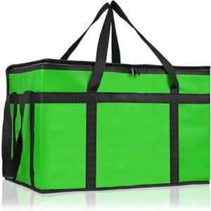 PEASUG Insulated Bags for Food Delivery, XXXL Pizza Delivery Bags, Large Capacity Cooler Bag Keep Food Warm for Grocery Shopping and Catering, Foldable, Heavy-Duty (Green)