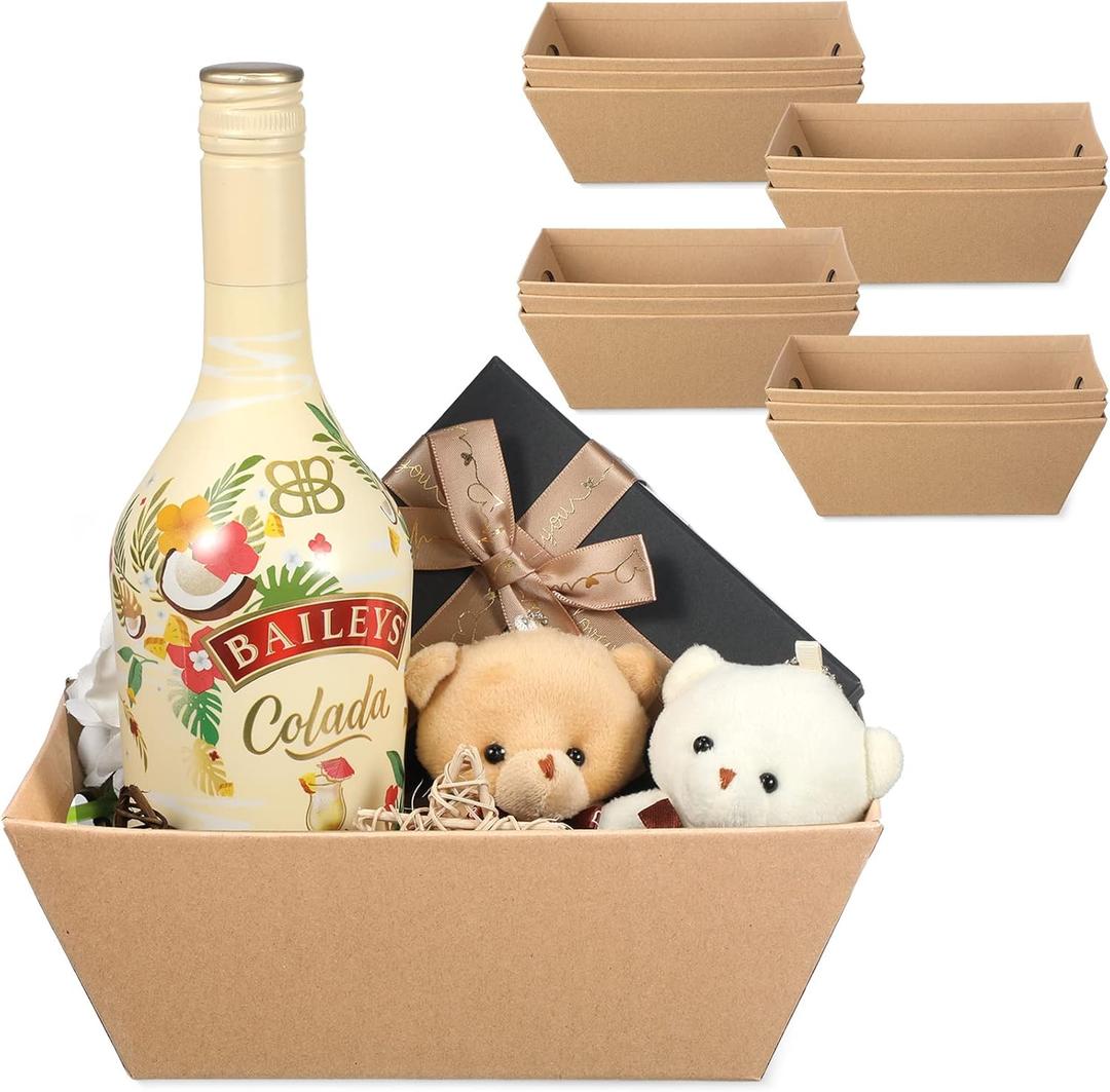 12 PCS Mother's Day Sturdy Baskets for Gifts with Handle Bulk Small Gift Basket Empty for Xmas Valentines Mother's Day(Classical,Brown) (1 Count (Pack of 12))