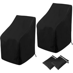 Waterproof Stackable Chair Covers, Uranshin Outdoor Patio Furniture Covers Stacked Chairs 210D Oxford Lounge Chair Covers Outdoor Stack Chairs for All Weather Protection (25"L x 25"W x 47H (2PCS))