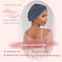 Adjustable Silk Satin Hair Bonnet for Sleeping Women, Double Layer, Silk Hair Wrap for Sleeping Women Men, Curly Natural Braid Straight Unisex - Slate Blue