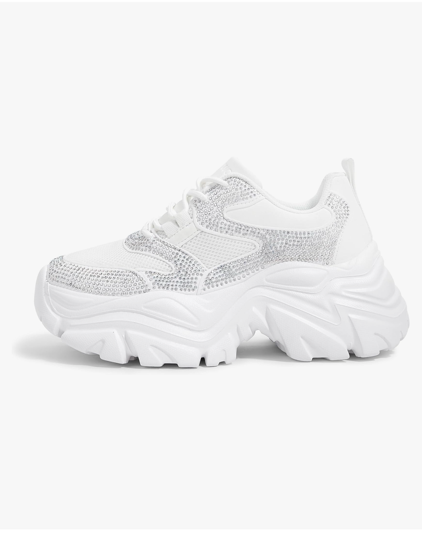 K KIP WOK Chunky Sneakers for Women Fashion Platform White Leather Casual Dad Shoes Comfortable Wedge Walking Sport Sneakers, Size 8