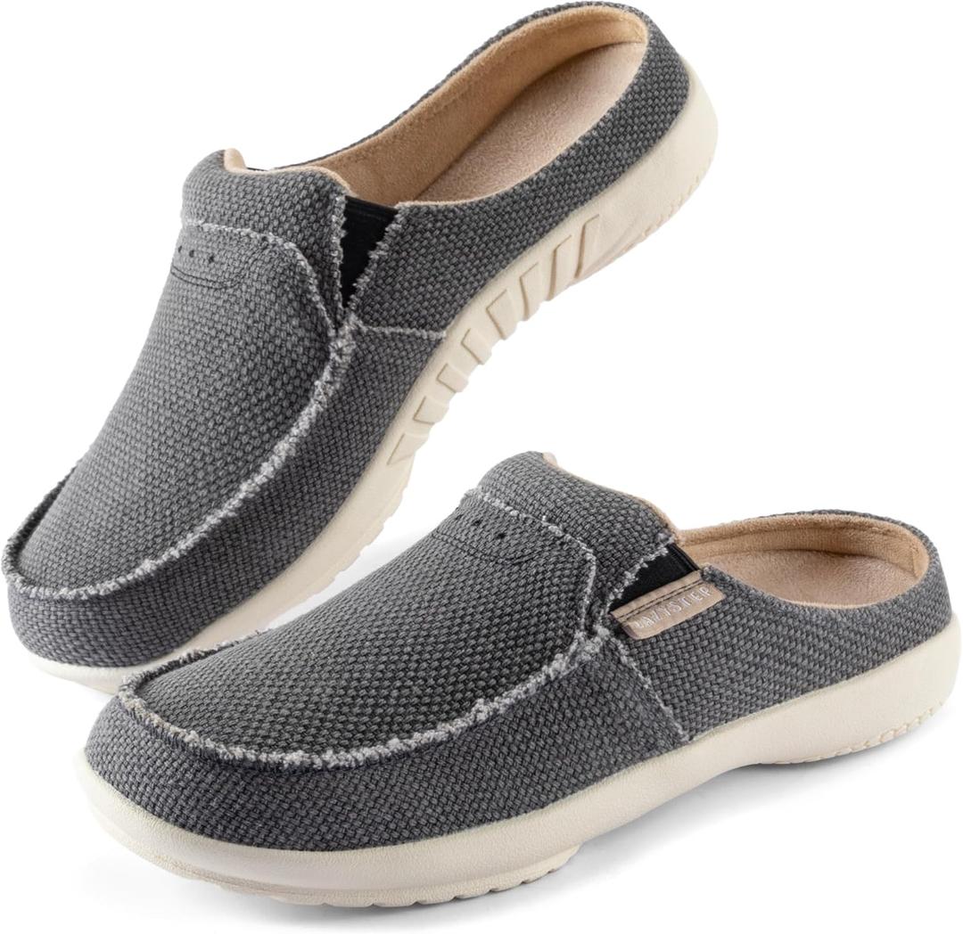 LazyStep Men's Slippers with Arch Support Trevor Orthopedic House Shoes (11, Charcoal)