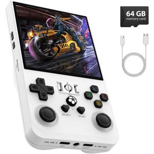 R36MAX Retro Gaming Console,4.0 Inch Retro Handheld Game Console with 64GB TF Card,Hand Held Video Game,30+ Emulator Retro Game Console,4000mAh Battery(White)