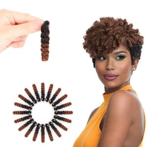 MIMAN 5 Packs 10 Inch Short Crochet Hair Braiding 8MM Curly Crochet Braids Synthetic Hair Extensions for Women DIY Mohawk Afro Braided Hairstyle (Black to Brown #1B/30)