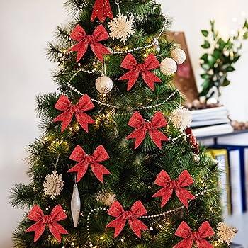 Suncalla 9 ft Christmas Tree Ribbon Bows Garland Decor Red Mesh Ribbon Garland Xmas Decoration Wreath Bow for Christmas Party Gift Stairs Mantle Front Door Wedding Holiday Decor
