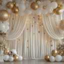 10x10FT Ivory Backdrop Curtain for Wedding Parties Wrinkle Free Curtain Backdrop for Baby Shower Drapes for Birthday Party Photography Background Soft Fabric 5ft x 10ft, 2 Panels