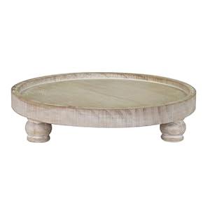 MAONAME Decorative Round Wood Riser for Display, Farmhouse Pedestal Stand for Kitchen Counter, Wash White Wooden Risers Tray for Home Decor, Pedestal Tray for living room Decor
, 11.8/7.5 inches