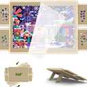 Jigsaw Puzzle Board 1500 Pieces, 2-in-1 Tilting and Rotating Puzzle Board with Drawers and Cover, Wooden Portable Puzzle Board for Adults, Board Game Table for All Ages