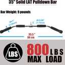 LAT Bar Cable Attachment with Rubber Handgrips, Deluxe Heavy Duty Solid Curl Bar Revolving Hanger Home Gym Cable Attachments, 35.5"