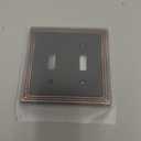 Metal Wall Plates, Switch Plates and Outlet Covers, Decorative Pearl Design (2 Toggle 2PK, Aged Bronze, Midsize)