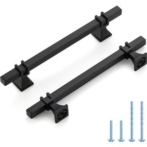 30 Pack 5 inch BlackCabinet Handles Square Zinc-Alloy Pulls for Kitchen Dresser Closet and Bathroom Cabinets Hardware