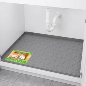Mateeylife Under Sink Mat Kitchen Waterproof, Silicone Sink Tray 28"x19"