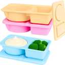 3 Pack Reusable Silicone Snack Containers with Lids, Double Compartment Snackle Box Containers, Small Snackle Box For Travel, Picnics, or Office Meals