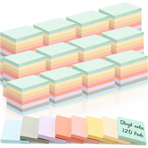 120 Pads Sticky Notes Bulk 1.5 x 2 Inch Mini Self Stick Note Small Assorted Bright Colors Paper Memo for Office School Notebook Supplies 50 Sheets/pad (Pastel Color)